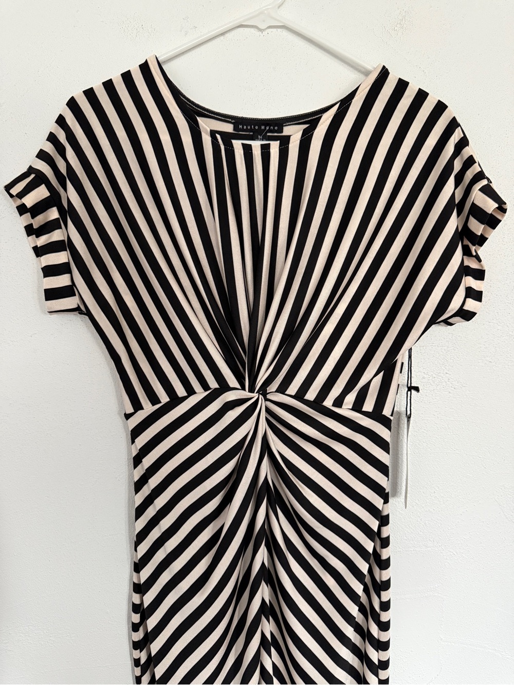 Stripped Black and Cream Twist Dress